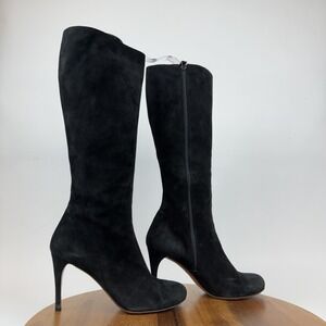 Womens Alaia Black Suede Comfort Stiletto Knee High Riding Boots Size EU 40 GUC